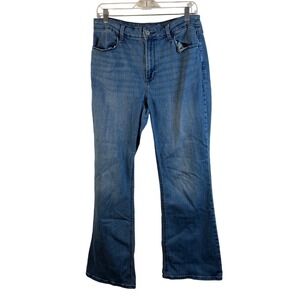 Old Navy Womens High Rise Flare Jeans Medium Wash Blue 12 Denim Pants 30" inseam